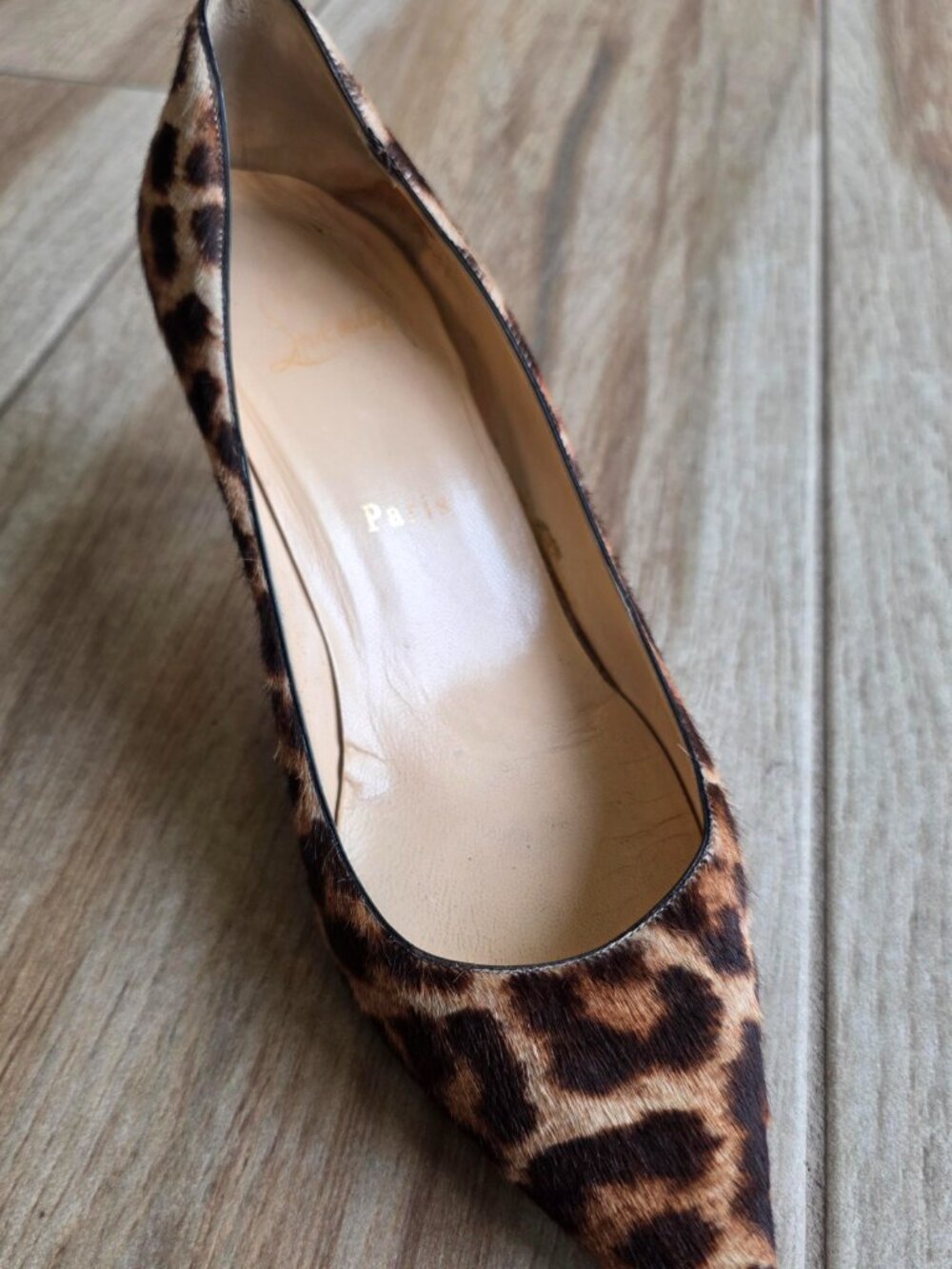 Christian Louboutin Piou Piou 85 Leopard Print Calf Hair Shoes Eur. 39 - Picture 5 of 15